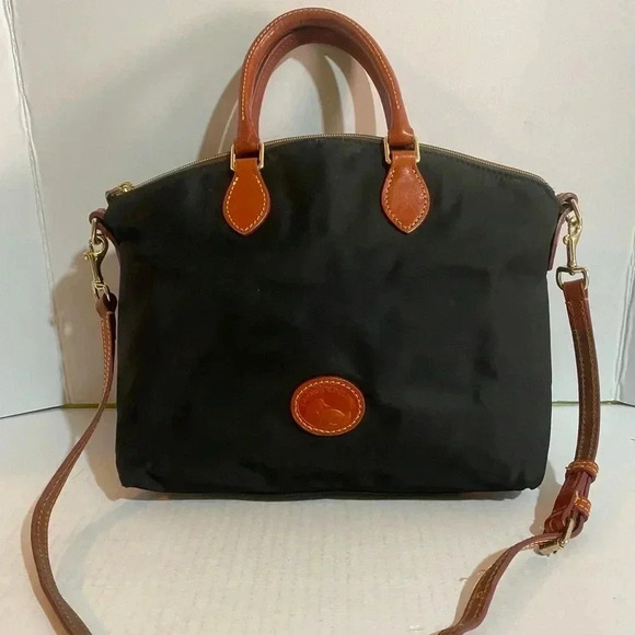 Dooney Bourke vintage black leather satchel handbag - Picture 1 of 16